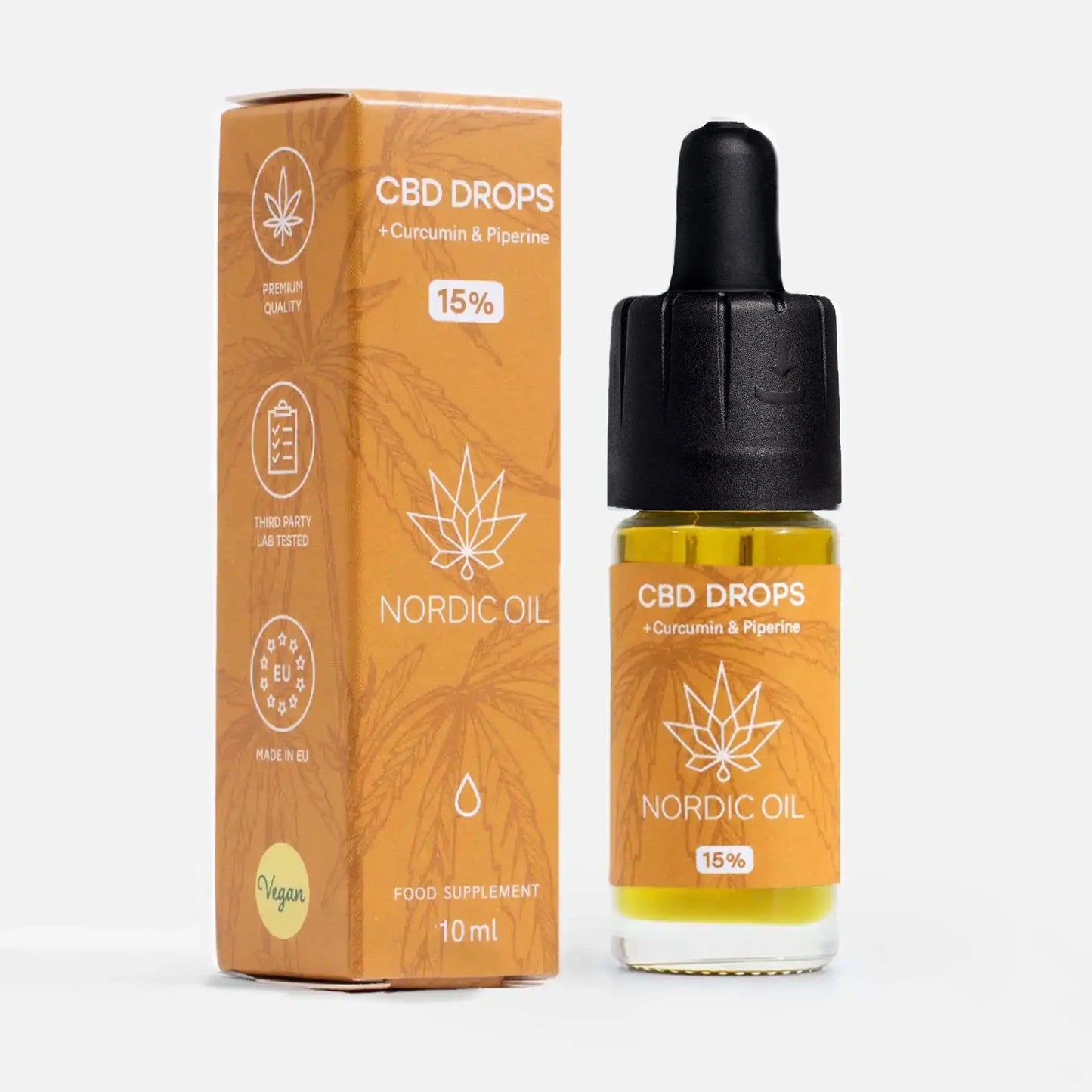 CBD dråber 1500mg (15%) med curcumin og piperin